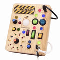 FPCYCG Wooden Busy Board with Led Light for Toddlers,Fidget Learning Travel Montessori Sensory Toys for Autism