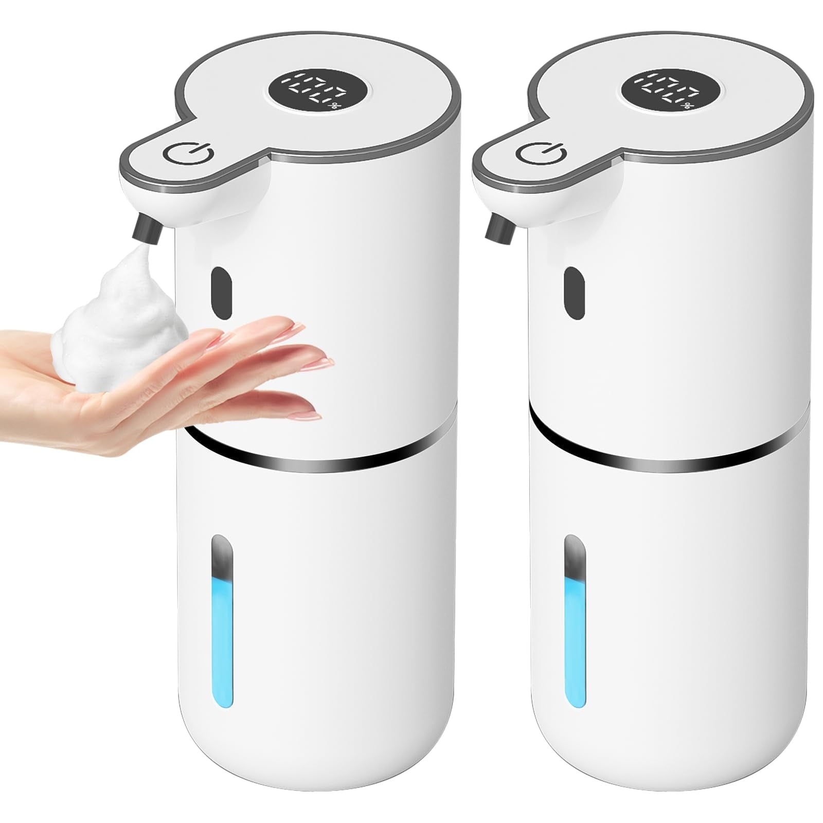FPCYCG 2pcs Automatic Liquid Soap Dispenser,Soap Dispenser 12.8oz/380ML Rechargeable Wall Mount Touchless Hand Soap Dispenser for Bathroom Kitchen