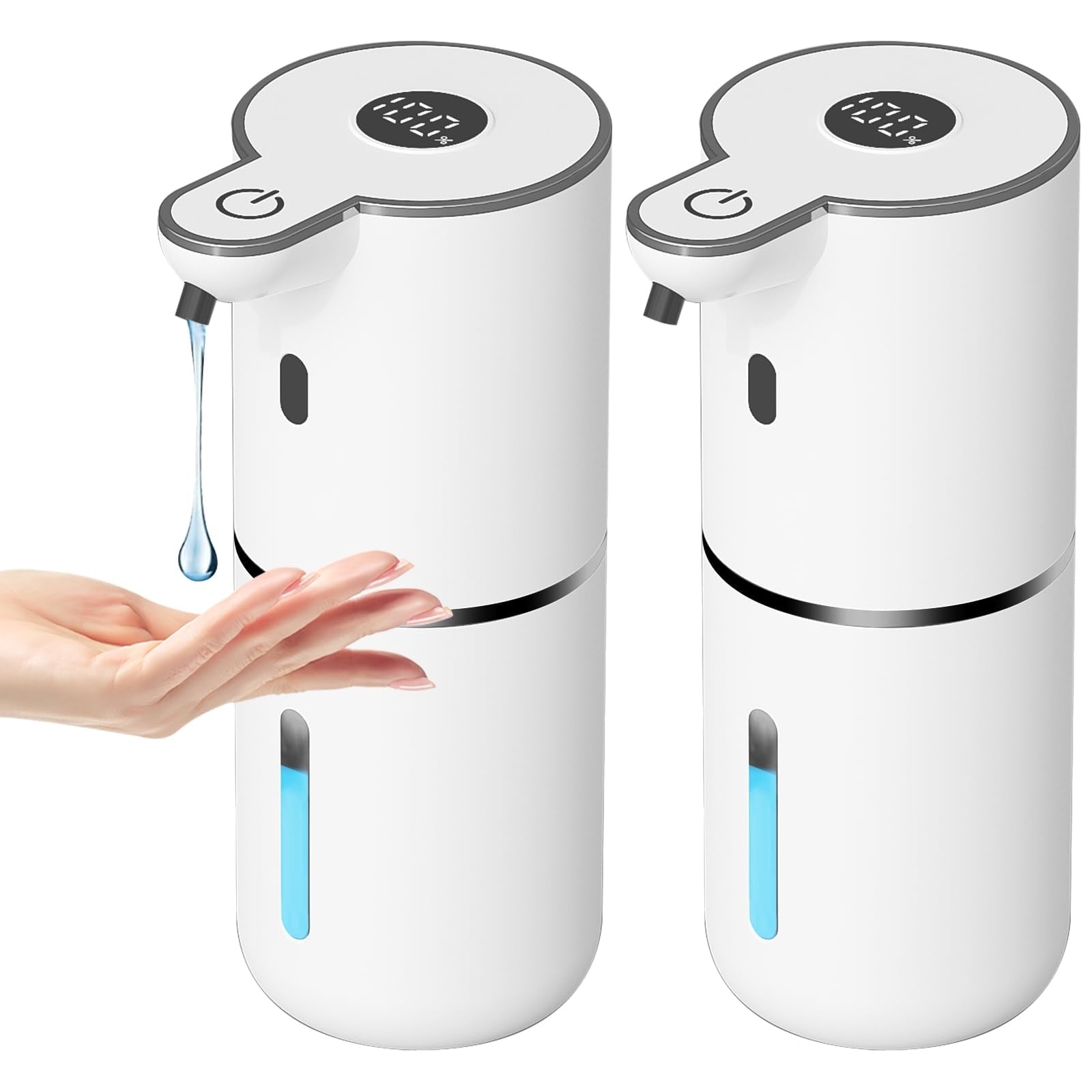 FPCYCG 2pcs Automatic Foaming Soap Dispenser,Foam Soap Dispenser Bathroom 12.8oz/380ML Rechargeable Wall Mount Touchless Hand Soap Dispenser for Bathroom Kitchen