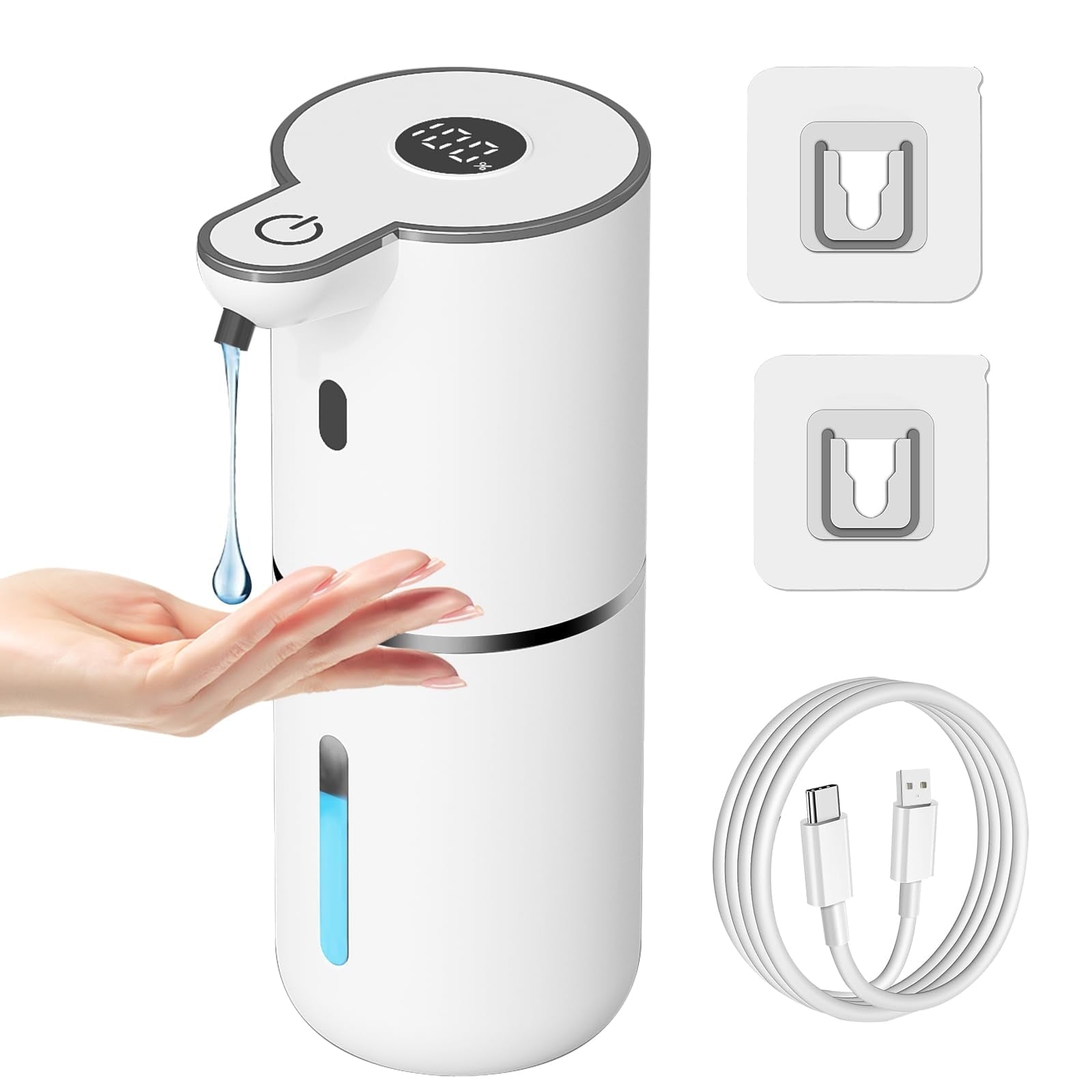 FPCYCG Automatic Liquid Soap Dispenser Touchless Soap Dispenser 12.8oz/380ML Rechargeable Wall Mount Hand Soap Dispenser for Bathroom Kitchen
