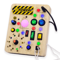 FPCYCG Montessori Wooden Busy Board with LED Light Switches for Toddler, Sensory Travel Toys for 1-3 Year Old Boys and Girls