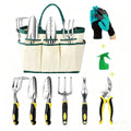 FPCYCG 9 Piece Garden Tools Set with Bag ,Heavy Duty Hand Gardening Tools Kit,Garden Supplies Gifts for Women Mom