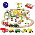 FPCYCG 70PCS Wooden Train Set with Tracks Trains Toys for Kids Toddlers